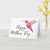 Carte Colibri rose Bonne fête des mères Salutation (Fleur jaune)