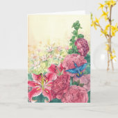 Carte colibri-rose trémière (Fleur jaune)