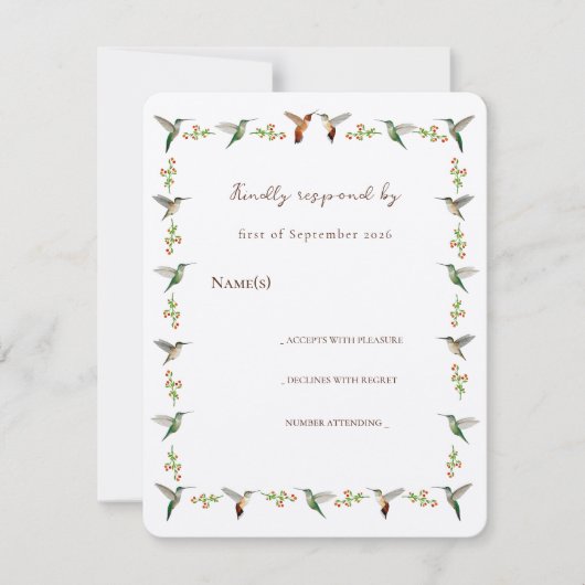 Carte Colibri RSVP (Devant)