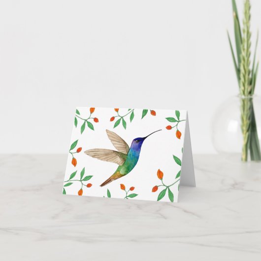Carte Colibri saphir à queue dorée vierge (Devant)