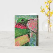 Carte Colibri sur branche jaune (Fleur jaune)