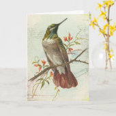 Carte Colibri vintage, Anniversaire (Fleur jaune)