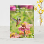 Carte Colibri Zinnia Floral Penser à vous (Fleur jaune)