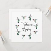 Carte Colibris à gorge rubis accueillent le printemps (Devant/Arrière en situation)