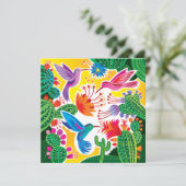 Carte Colibris et cactus en fleurs (Debout devant)