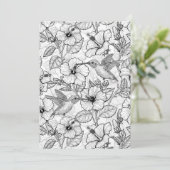 Carte Colibris et fleurs d'hibiscus b&w (Debout devant)