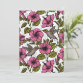 Carte Colibris et fleurs d'hibiscus rose (Debout devant)