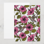Carte Colibris et fleurs d'hibiscus rose (Devant / Derrière)