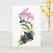 Carte Colibris et Orchidées Roses (Fleur jaune)