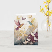 Carte Colibris Tons Terre (Fleur jaune)