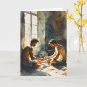 Carte Collaboration dans un atelier d'art ensoleillé (Fleur jaune)
