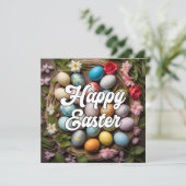 Carte Collage artistique des oeufs de Pâques (Debout devant)