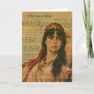 Carte Collage Danseuse Femme Fuir comme un Oiseau Musiqu