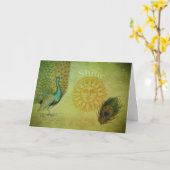 Carte Collage d'art Peacock vintage (Fleur jaune)
