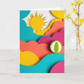 Carte Collage de ballon de plage ensoleillé (Fleur jaune)