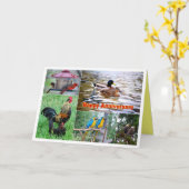 Carte Collage de couples d'oiseaux Joyeux Anniversaire d (Fleur jaune)