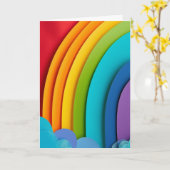 Carte Collage de découpage de papier arc-en-ciel (Fleur jaune)
