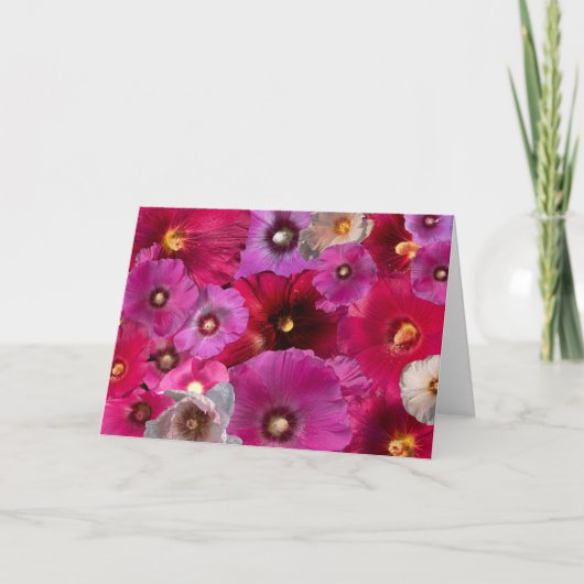 Carte Collage de Fleur de Rose Trémière (Devant)
