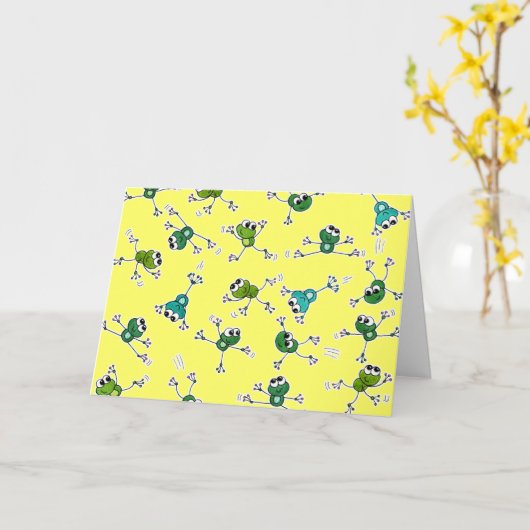 Carte Collage de grenouilles (Fleur jaune)