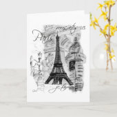Carte Collage de la Tour Eiffel à Paris (Fleur jaune)