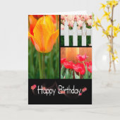 Carte Collage de la tulipe d'anniversaire (Fleur jaune)