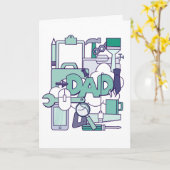 Carte Collage de papa avec outils et café anniversaire (Fleur jaune)