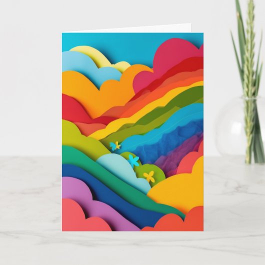 Carte Collage de papier prisme arc-en-ciel (Devant)