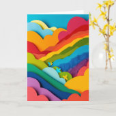 Carte Collage de papier prisme arc-en-ciel (Fleur jaune)