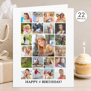 Carte Collage de photos d'anniversaire 22 photos Âge per