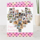 Carte Collage de photos de coeur Pink Love Hearts Annive (Devant)