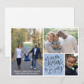 Carte Collage de photos de Noël en famille (Devant / Derrière)