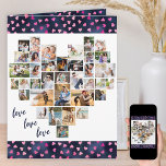 Carte Collage de photos du coeur 36 Anniversaire de l'am<br><div class="desc">Carte d'anniversaire Heart Photo Collage mariage que vous pouvez personnaliser avec jusqu'à 36 photos différentes et votre message personnalisé à l'intérieur. Le collage photo en forme de coeur est composé de photos verticales, paysages et carrés. Si vous avez des problèmes avec une photo montrant au mieux, essayez de la recadrer...</div>