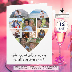 Carte Collage de photos du coeur - Anniversaire du scrip