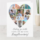 Carte Collage de photos du coeur Anniversaire du texte p (Devant)