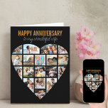 Carte Collage de photos du coeur Noir Anniversaire perso<br><div class="desc">Dites Joyeux Anniversaire avec un collage de photos de coeur d'amour, carte personnalisée. Le modèle photo est configuré pour que vous puissiez ajouter vos images, en travaillant en ligne de haut en bas. Le collage photo contient 18 photos qui sont exposées dans un mélange de formats portrait, paysage et carré...</div>