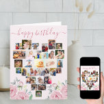 Carte Collage de photos du coeur Peony rose Anniversaire<br><div class="desc">Dites Joyeux anniversaire à une dame spéciale avec un coeur d'amour carte photo collage décoré de jolies fleurs de pivoine rose. Le modèle photo est configuré pour que vous puissiez ajouter vos images, en travaillant en ligne de haut en bas. Le collage photo contient 29 photos qui sont exposées dans...</div>