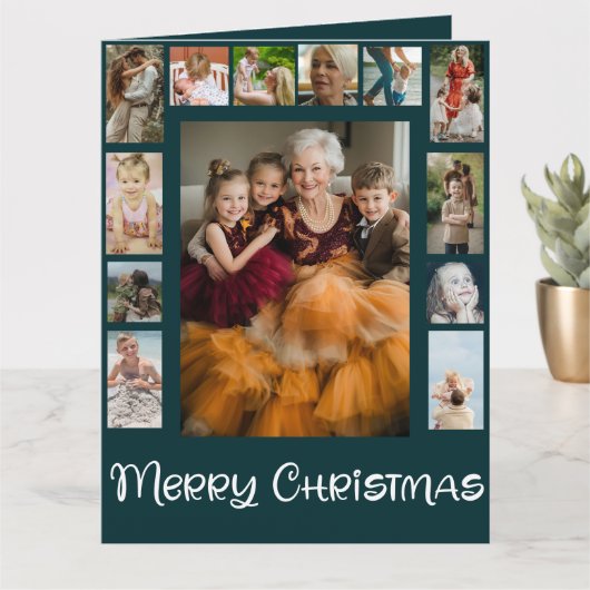 Carte Collage de photos familiales Joyeux Noël (Petite plante)