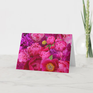 Carte Collage de pivoine rose vif 