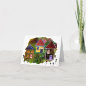 Carte Collage de trois maisons avec fleurs (Devant)