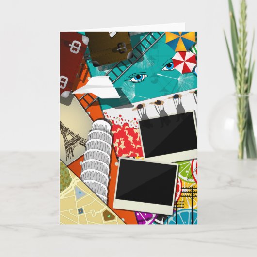 Carte Collage de voyage avec des monuments emblématiques (Devant)