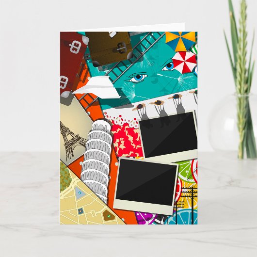 Carte Collage de voyage avec monuments emblématiques de 