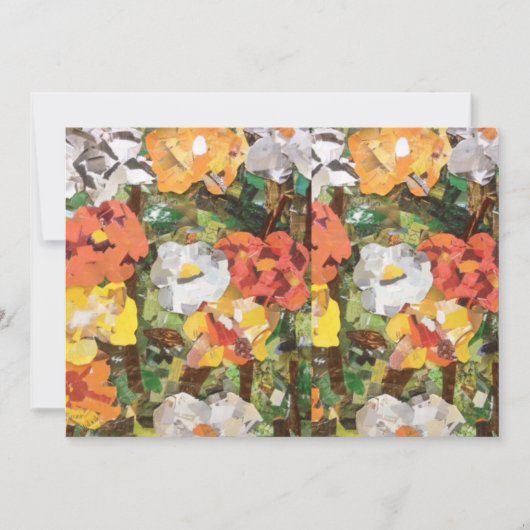 Carte Collage des fleurs de papier en jaune et orange (Devant)