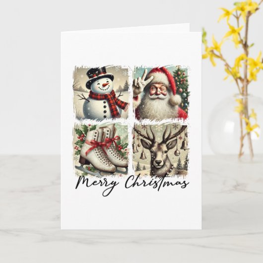 Carte Collage Festive hiver Noël (Fleur jaune)