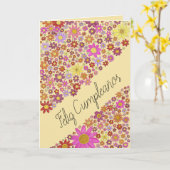 Carte Collage Fleur d'anniversaire espagnol (Fleur jaune)