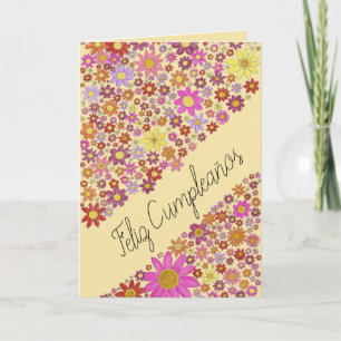 Carte Collage Fleur d'anniversaire espagnol