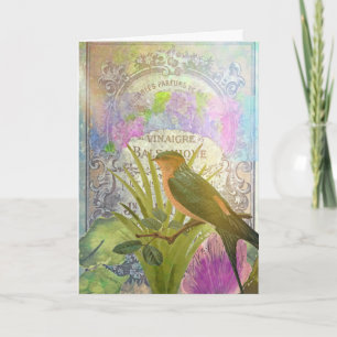 Carte Collage français vintage d'oiseau de joyeux