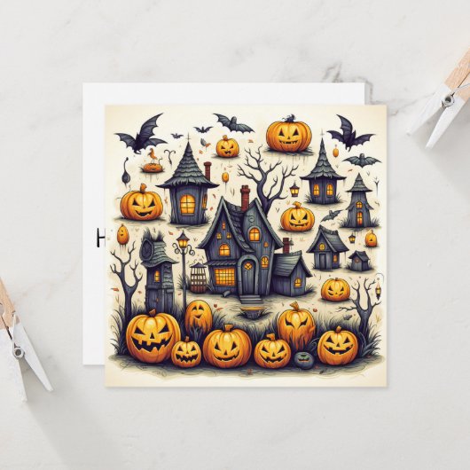 Carte Collage Halloween éffrayant (Devant/Arrière en situation)