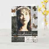 Carte Collage Médiatique Mélange Avec Jolie Dame (Fleur jaune)