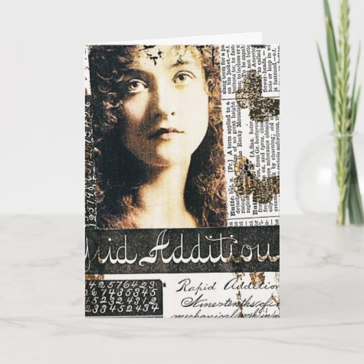 Carte Collage Médiatique Mixte Avec Jolie Dame, Annivers (Devant)