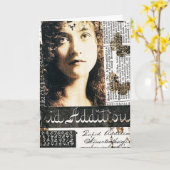 Carte Collage Médiatique Mixte Avec Jolie Dame, Annivers (Fleur jaune)